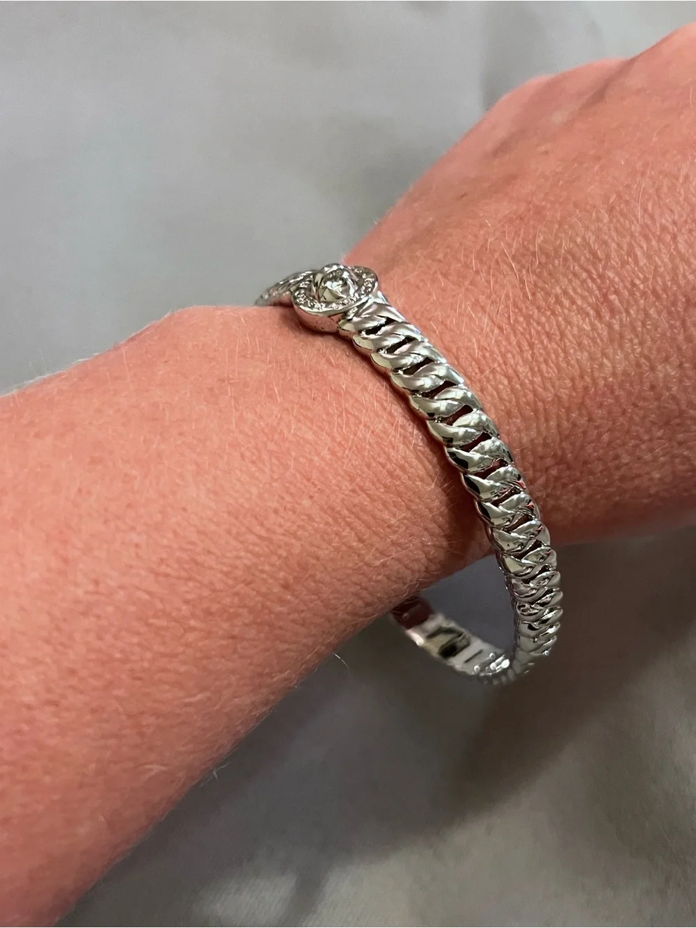 NWT Marc by Marc Jacobs Silver Logo Bangle Bracelet M/L